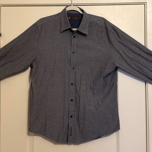 Ben Sherman Men’s Button Down Shirt Large Gray Pattern Long Sleeve Slim Fit